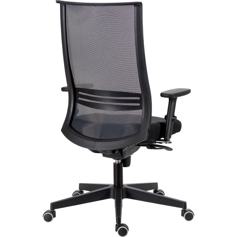 Chaise de bureau August tissu et maille - mécanisme Synchrone + réglage profondeur d’assise -  support lombaire - pieds noir