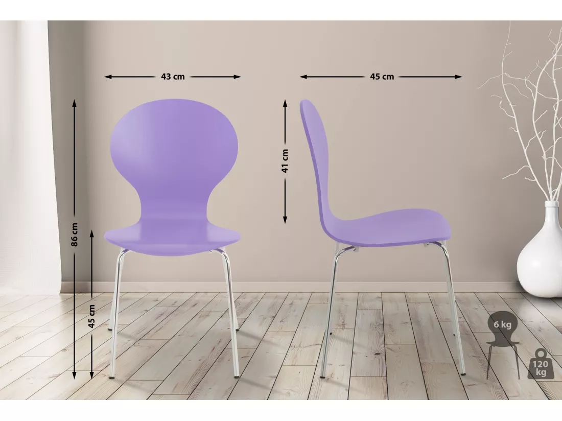 Lot de 16 Chaise de conférence - Bois - Violet - DIEGO