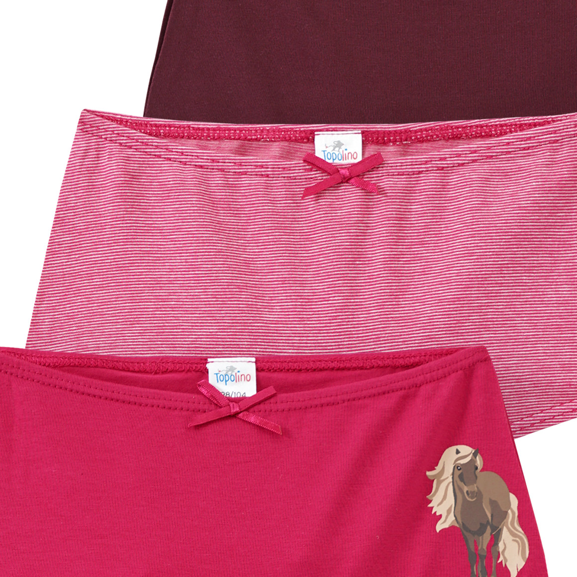 Topolino 3 Mädchen Pantys im Set himbeer / bordeauxrot