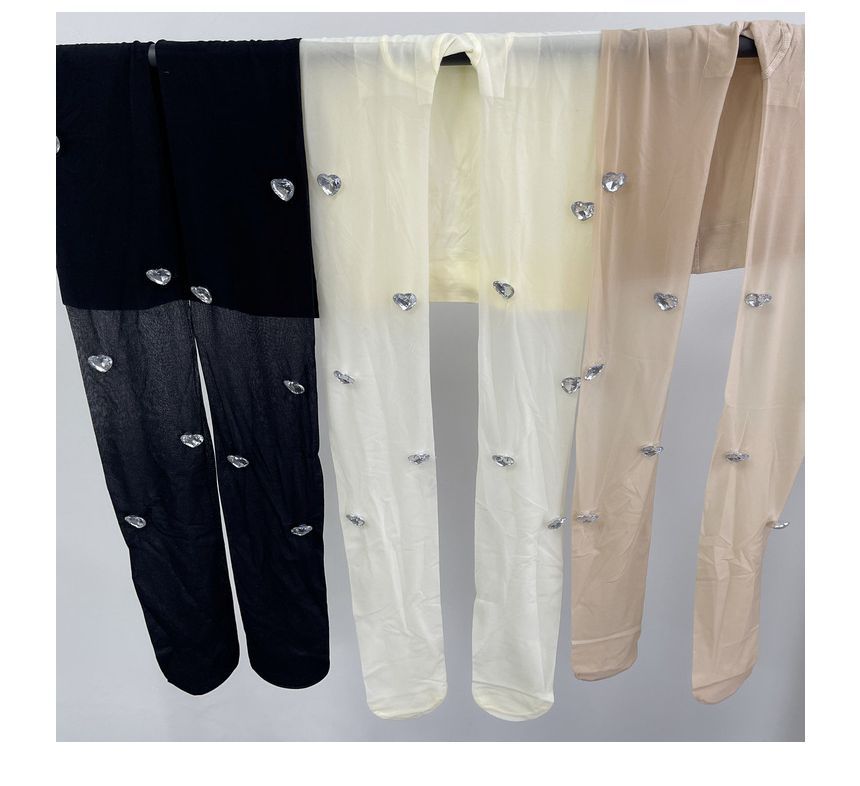 Gentiana - Hartvormige panty met strass steentjes