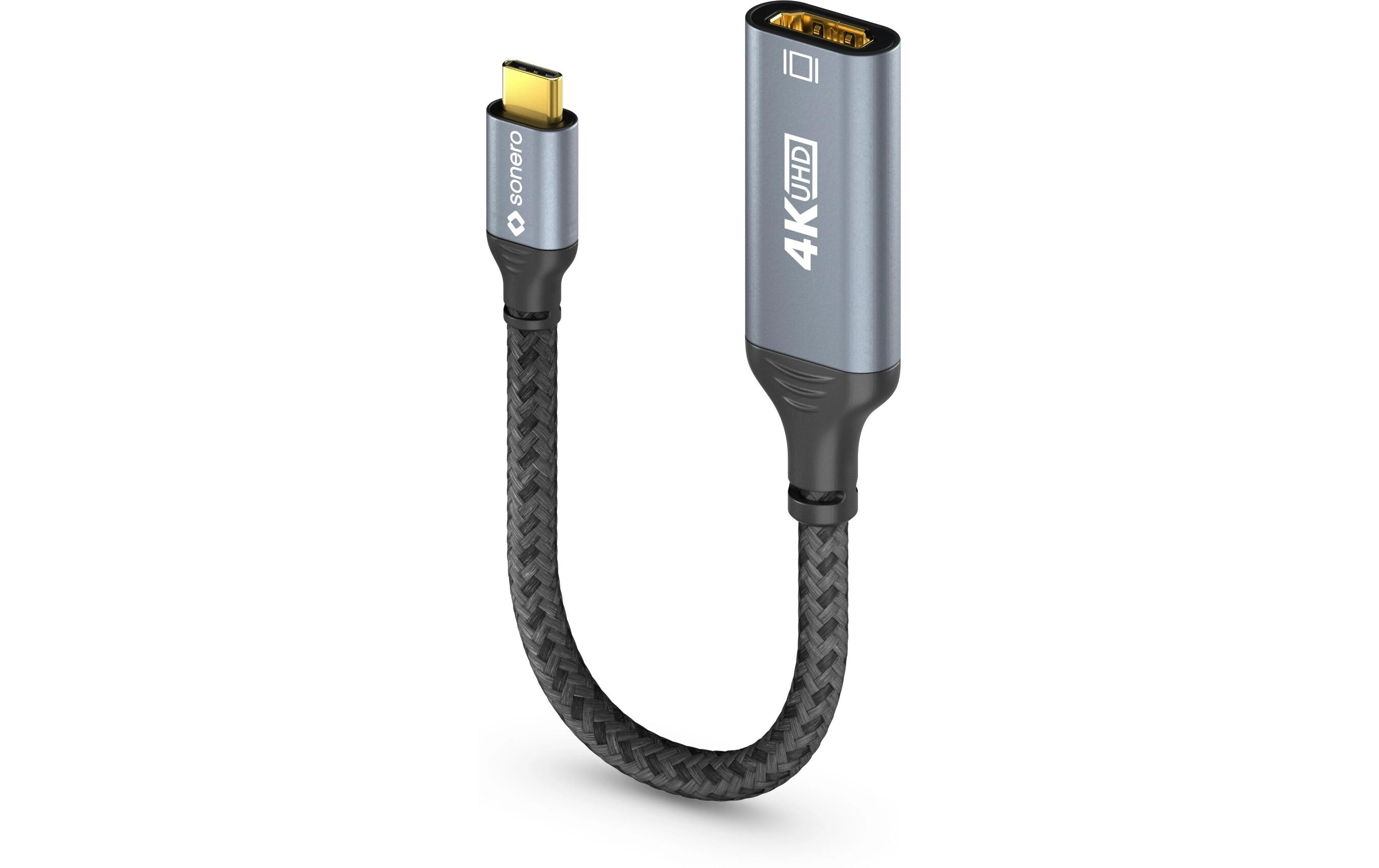 Adapterkabel USB Type-C - HDMIUSB-C auf HDMI Adapter - 4K60, 18 GBps – grau/schwarz - 0.10m