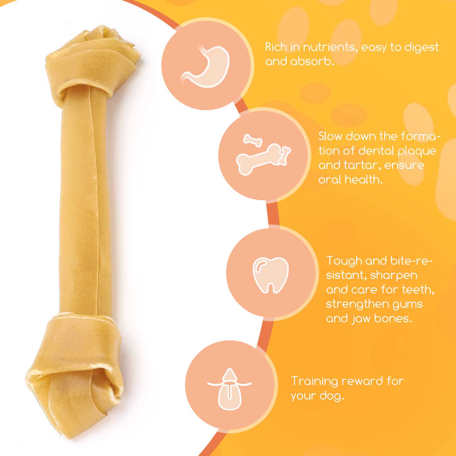 Nobleza - Osso para Cães, Delicioso Petisco para Cães, Osso Mastigável para Cães, 1% Couro Bovino Natural, Petiscos Naturais para Cães de Todas as Raças, 6 Unidades de 3 cm / 18 g