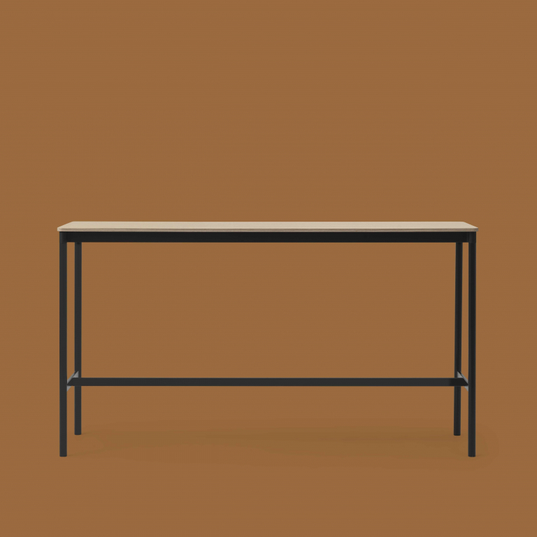 Muuto Base High statafel 190x50 zwart, multiplex rand
