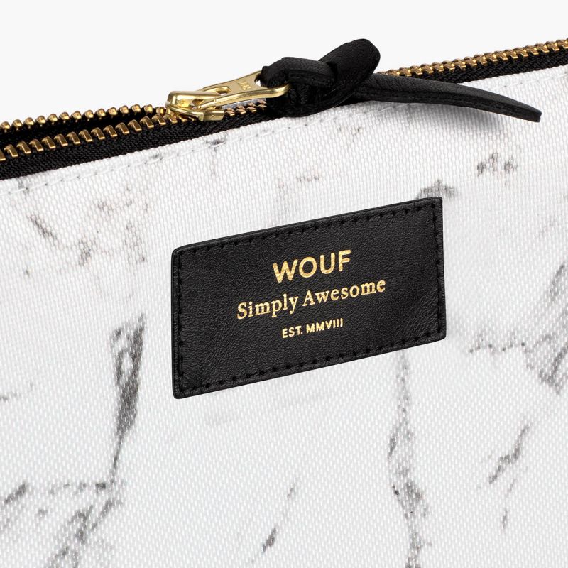 Pochette large XL 28cm White marble