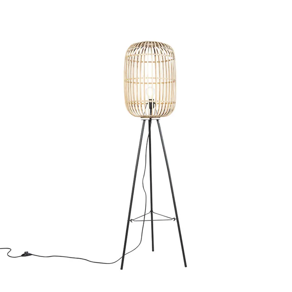 Qazqa vloerlampen manila beige e27