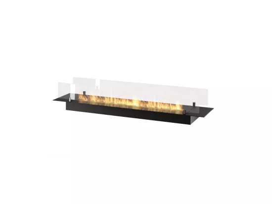 Brûleur insert bioéthanol 150cm en inox noir, à encastrer ou à poser, 5 litres avec verres inclus