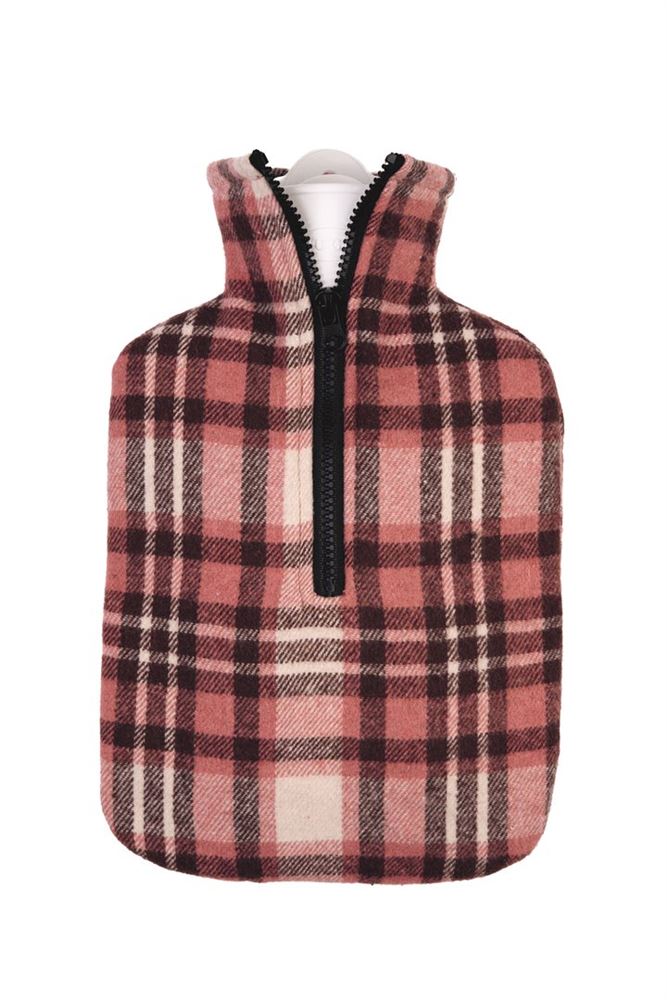 Frosch Wärmflasche PVC 1.8l Flanell karo rosa 1 Stk