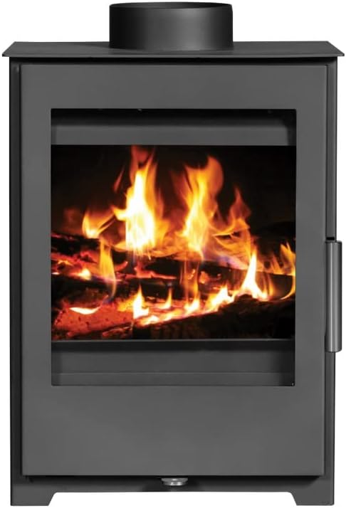 VICTORIA-05 Ltd. EEK A+ Kaminofen Holz One Holzofen 5 kW Kamin Ofen Dauerbrandofen Werkstattofen Schwedenofen Hüttenofen Heizofen, Grau