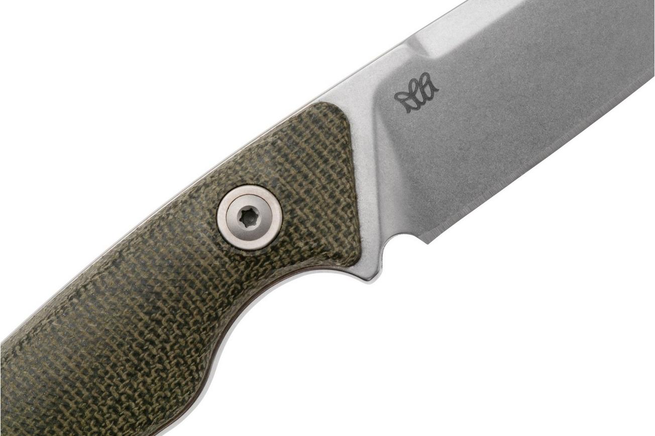 MKM Pocket Tango 2 Lambsfoot PT2-GC Green Canvas Micarta vaststaand mes, David C. Andersen design