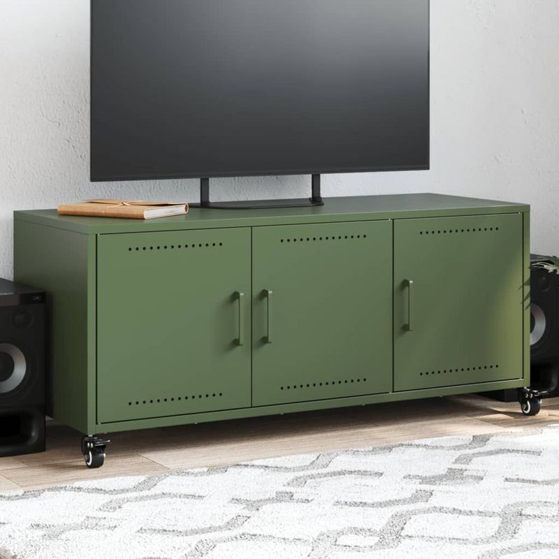 vidaXL Tv-meubel - Olijfgroen - Staal - 100,5x39x43,5 cm