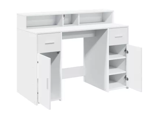 Bureau avec lumières LED blanc 120x55x91 cm bois d'ingénierie