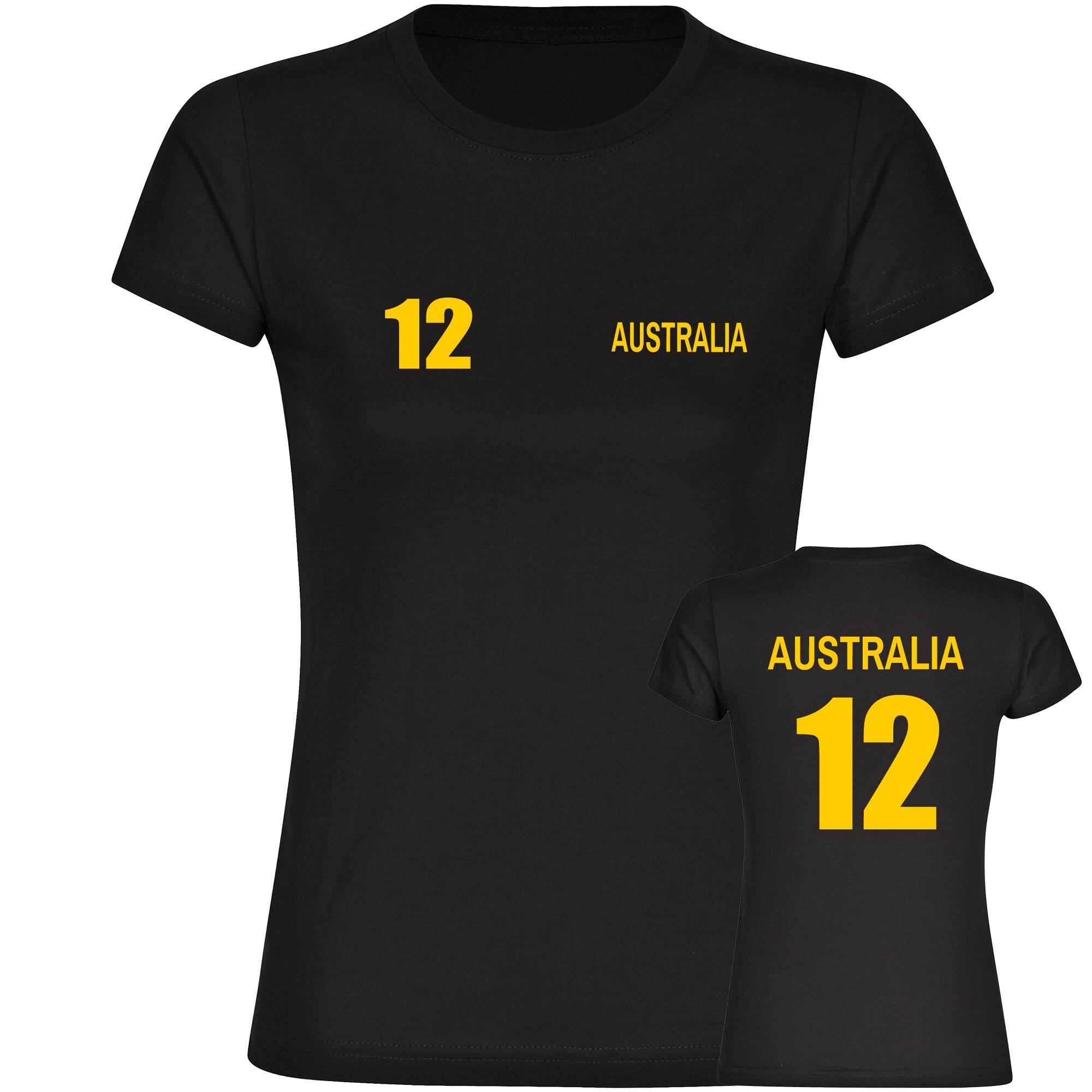 multifanshop® Damen T-Shirt- Australia - Trikot 12 - Druck gelb
