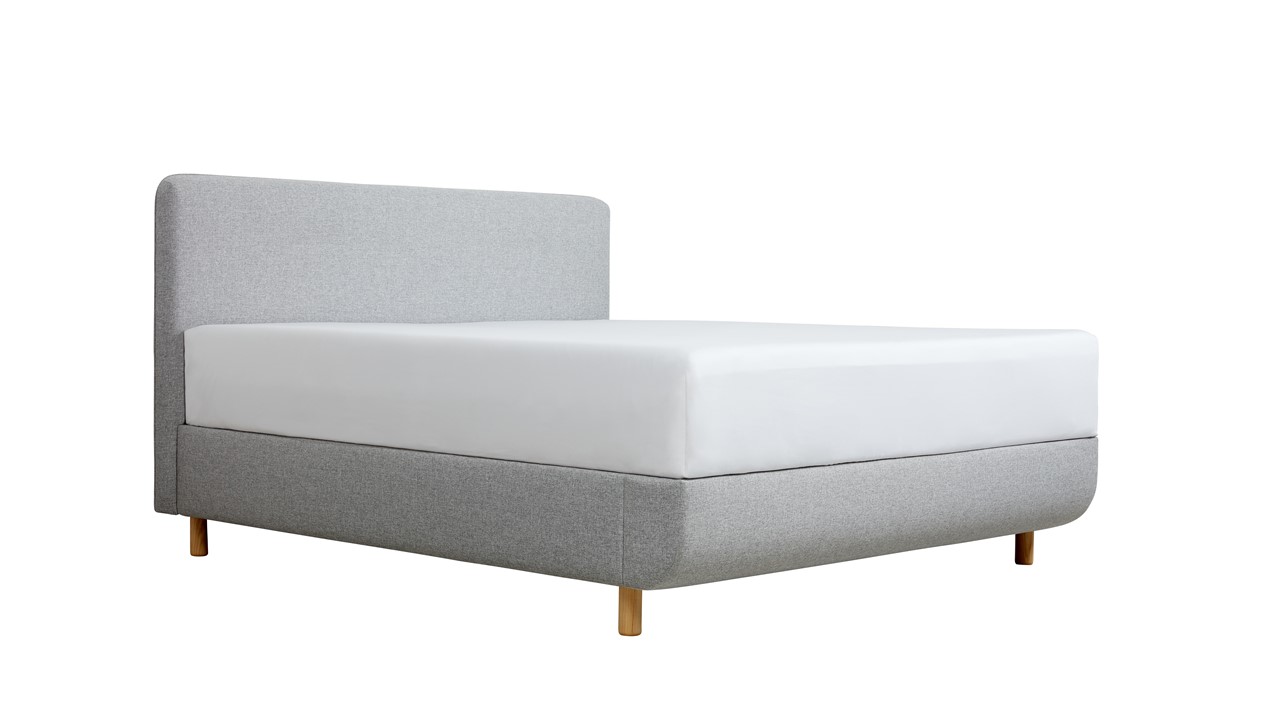 TEMPUR® Bed Arc met hoofdbord Form, schotelbodem en Pro matrassen stone