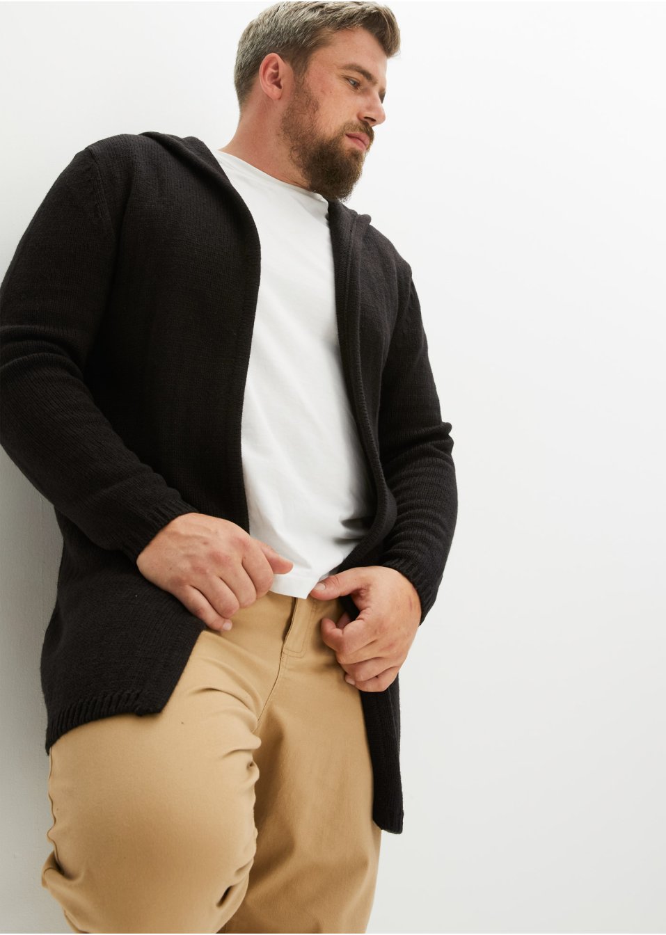 Gilet en maille à capuche
