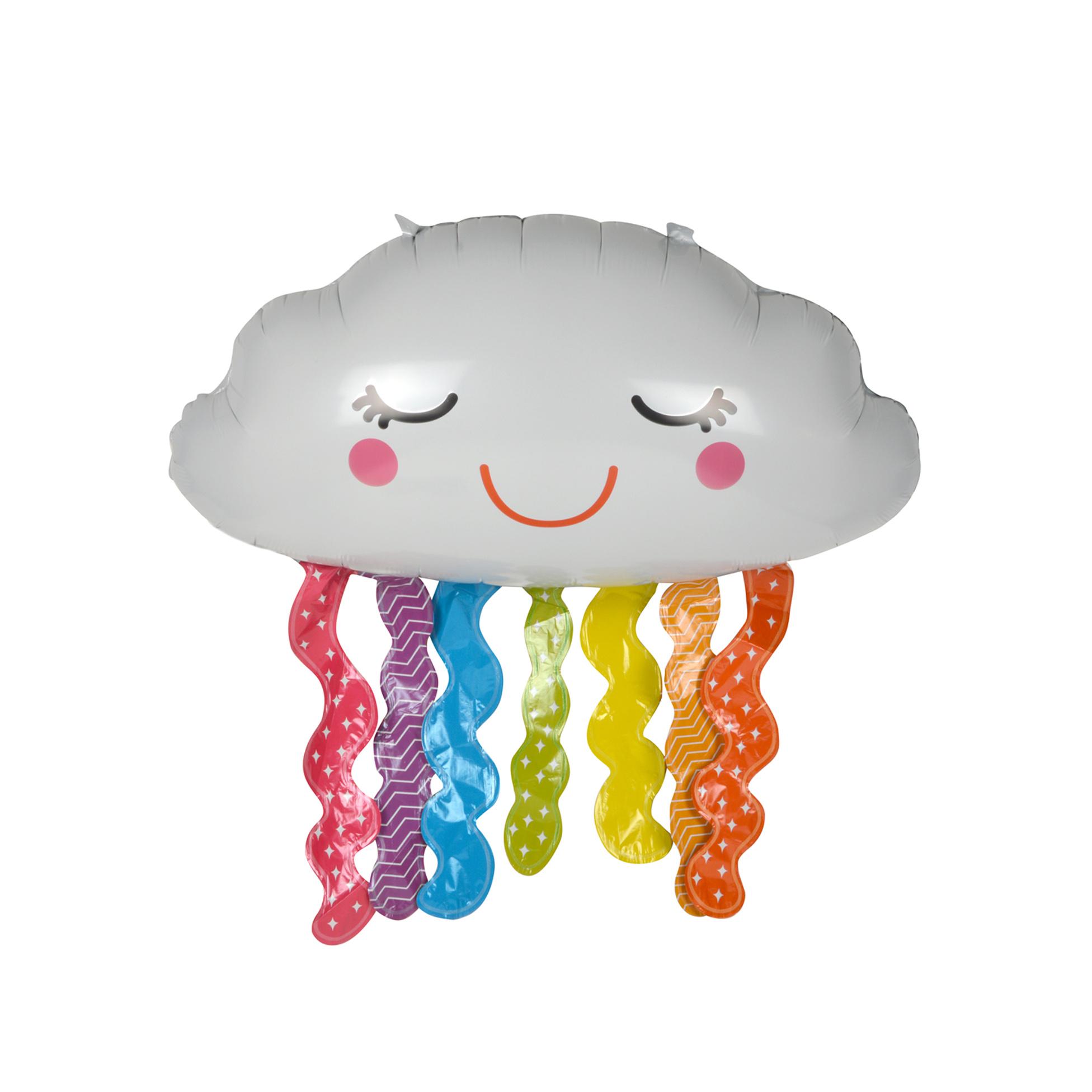 BALLON METALLISE NUAGE AVEC PAILLE 69X64CM RAINBOW