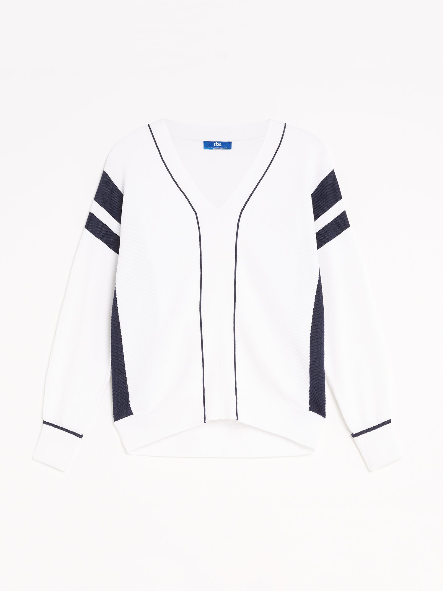 Pull Femme Oversize Col V Bleu Marine
