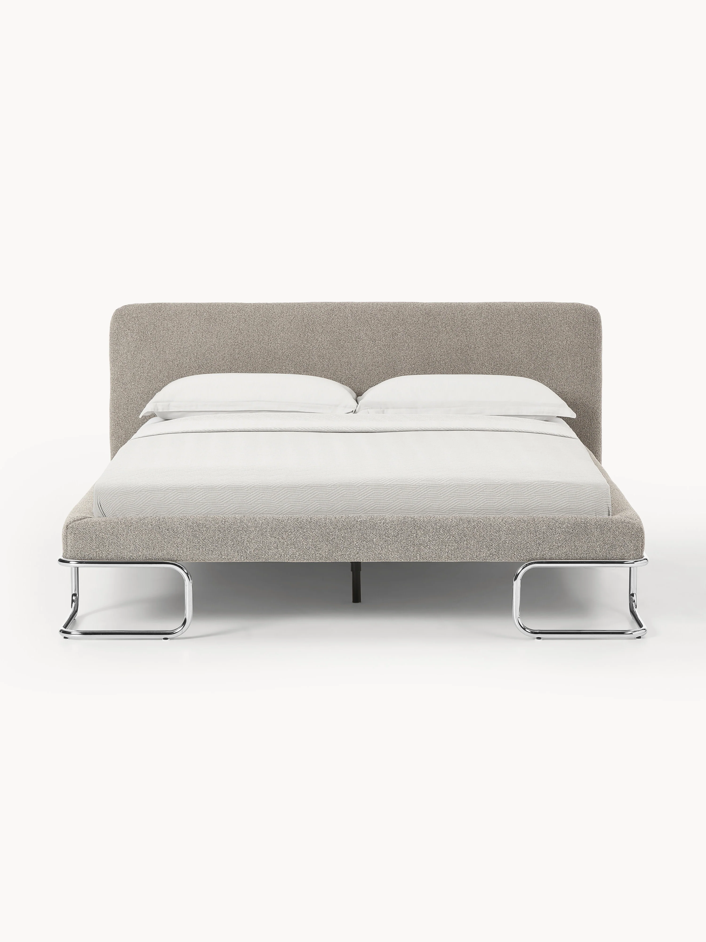 Bouclé gestoffeerd bed Olina met metalen poten
