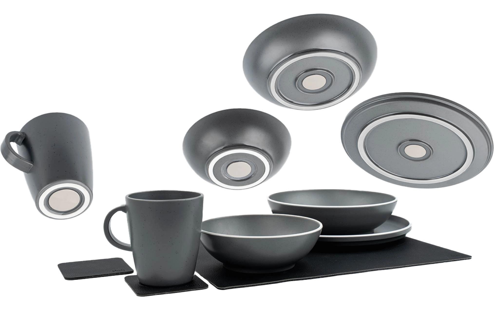 Magnet-Kunststoff-Geschirrset Dolomit Grey<br>Outdoor Set aus 11 Teilen
