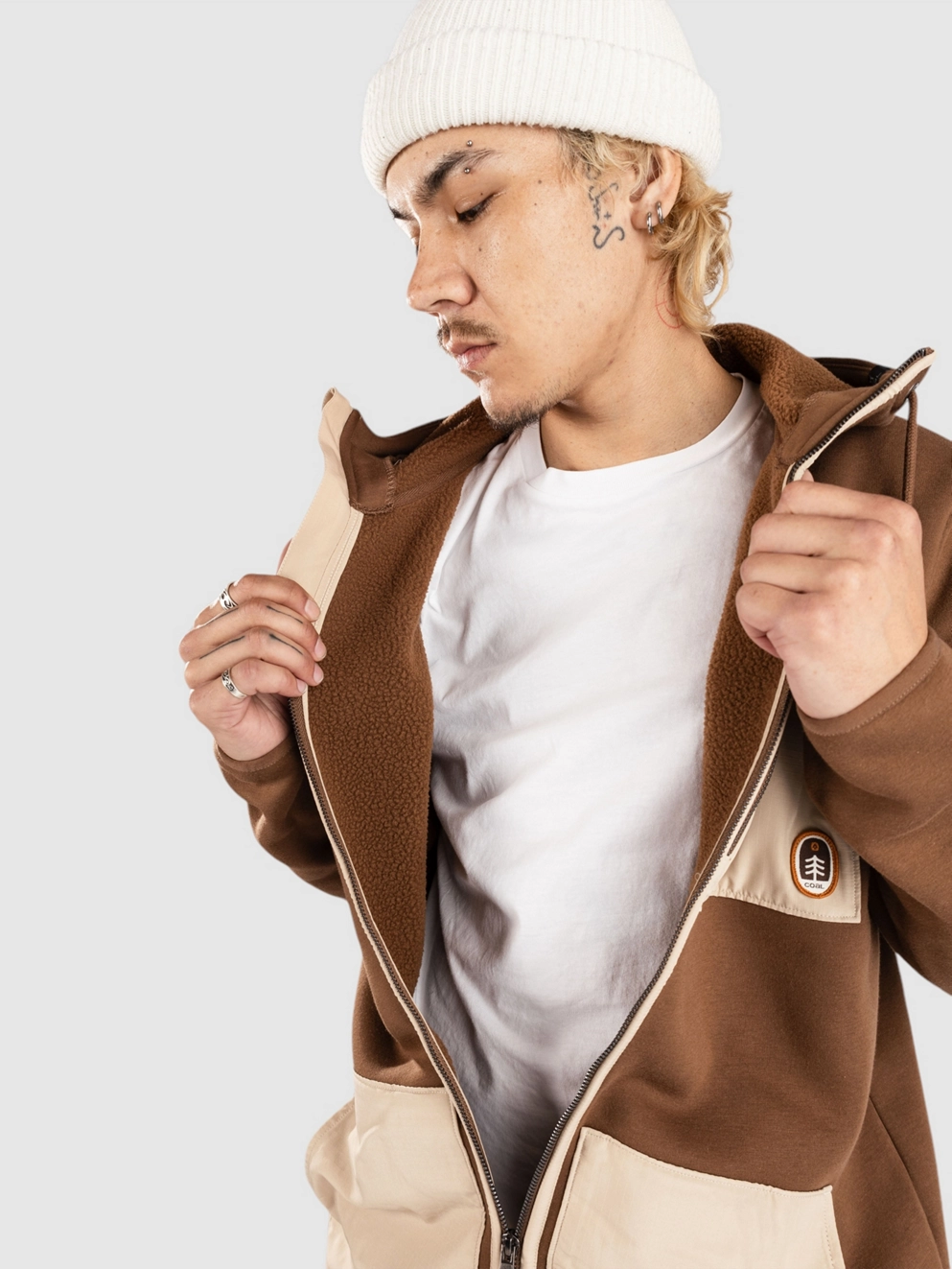 Coal Hidden Pond Fleece Zip Hoodie bison irish cream