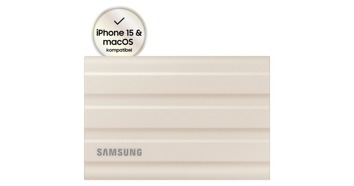 SAMSUNGPortable T7 Shield, 2 TB externe SSD  (Beige, MU-PE2T0K/EU, USB-C 3.2 Gen 2 (10 Gbit/s))