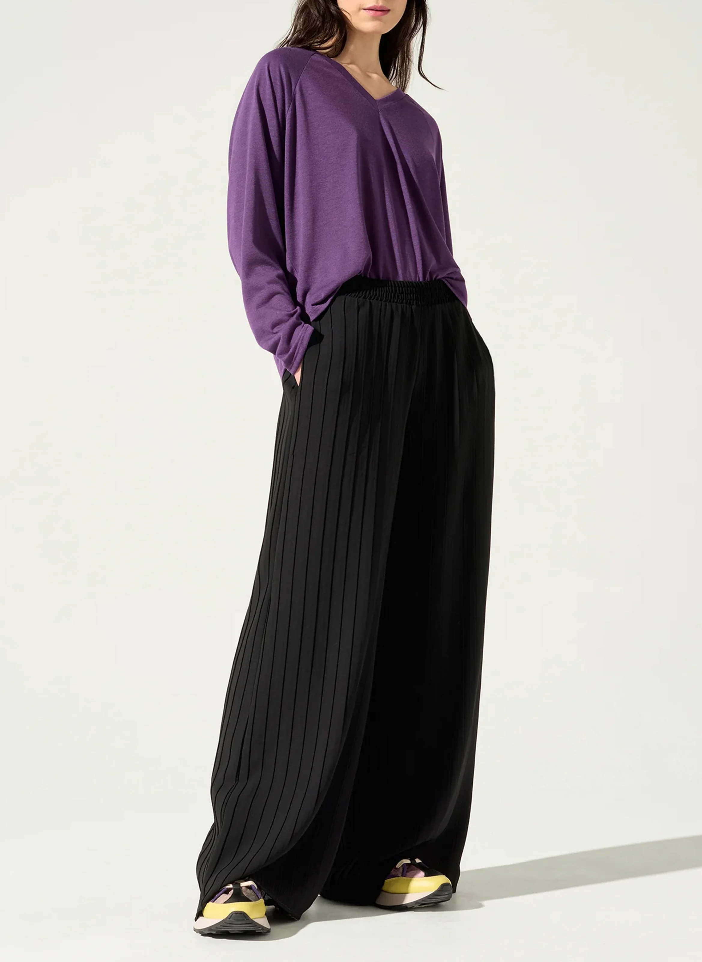 Tee-shirt ample à col V | Violet