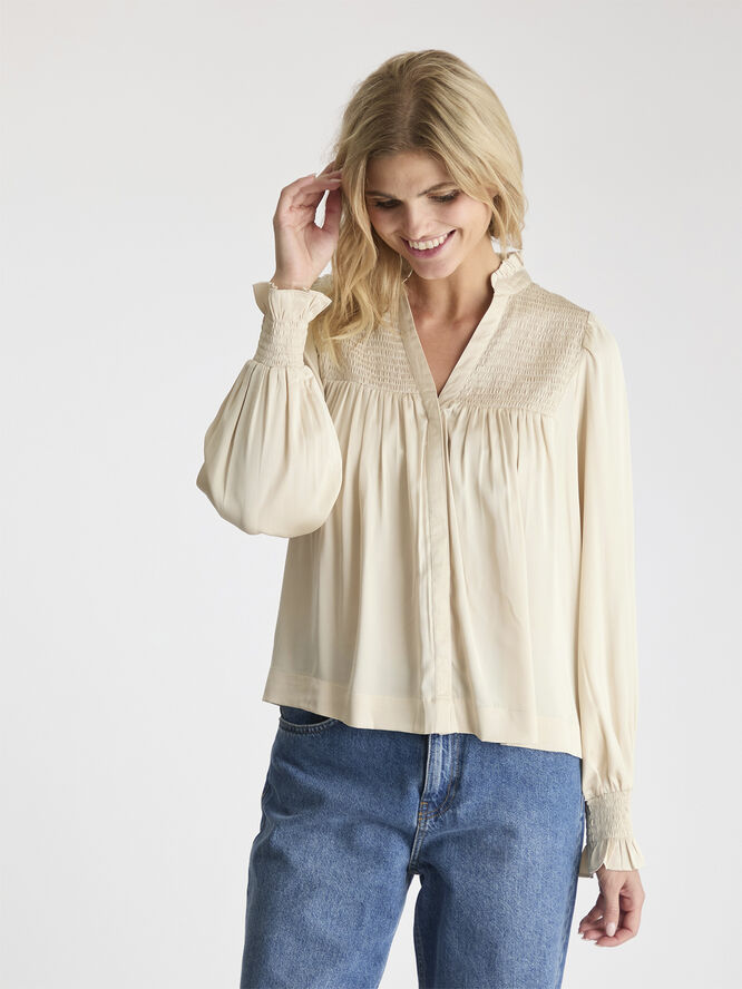 Neo Noir Jill Smooth Satin Blouse Champagne
