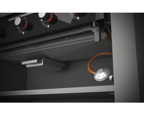 Tenneker® Halo TG 4B Gasgrill, 103,7 x 61 x 56,2 cm, 4-pits inbouwgasgrill, gietijzeren rooster, platformsysteem, glazen inzetstuk in het deksel