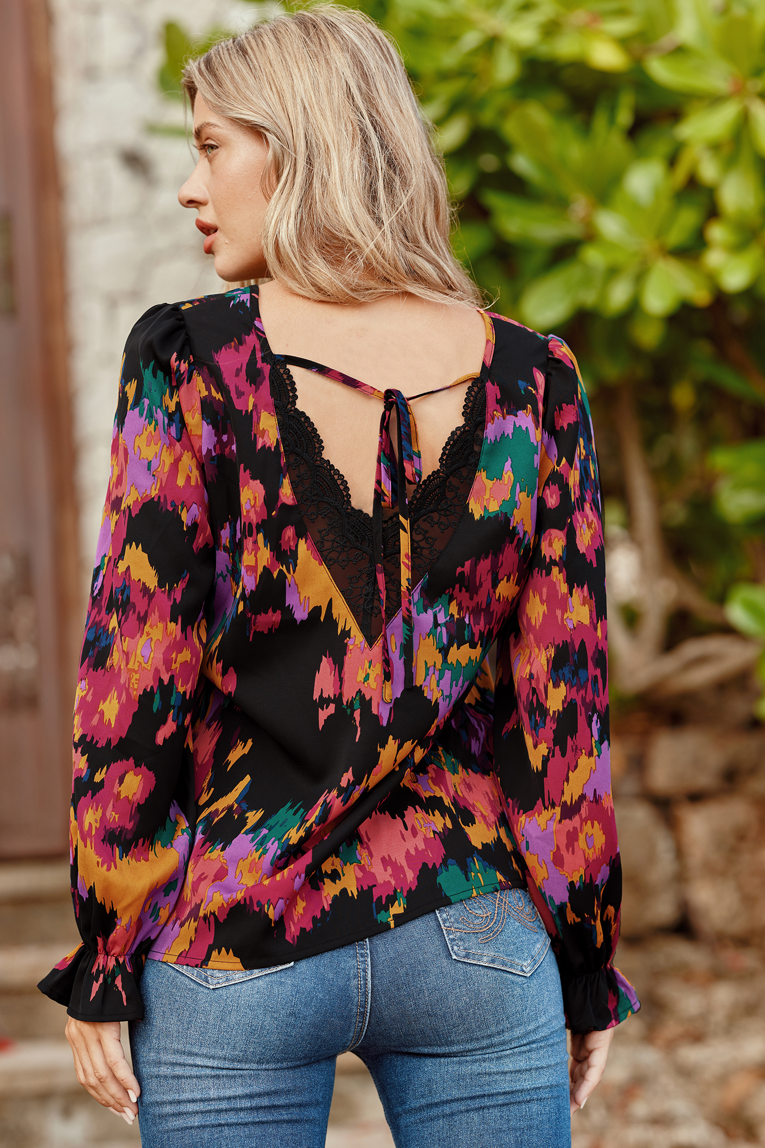 Blouse à motif aquarelle abstrait