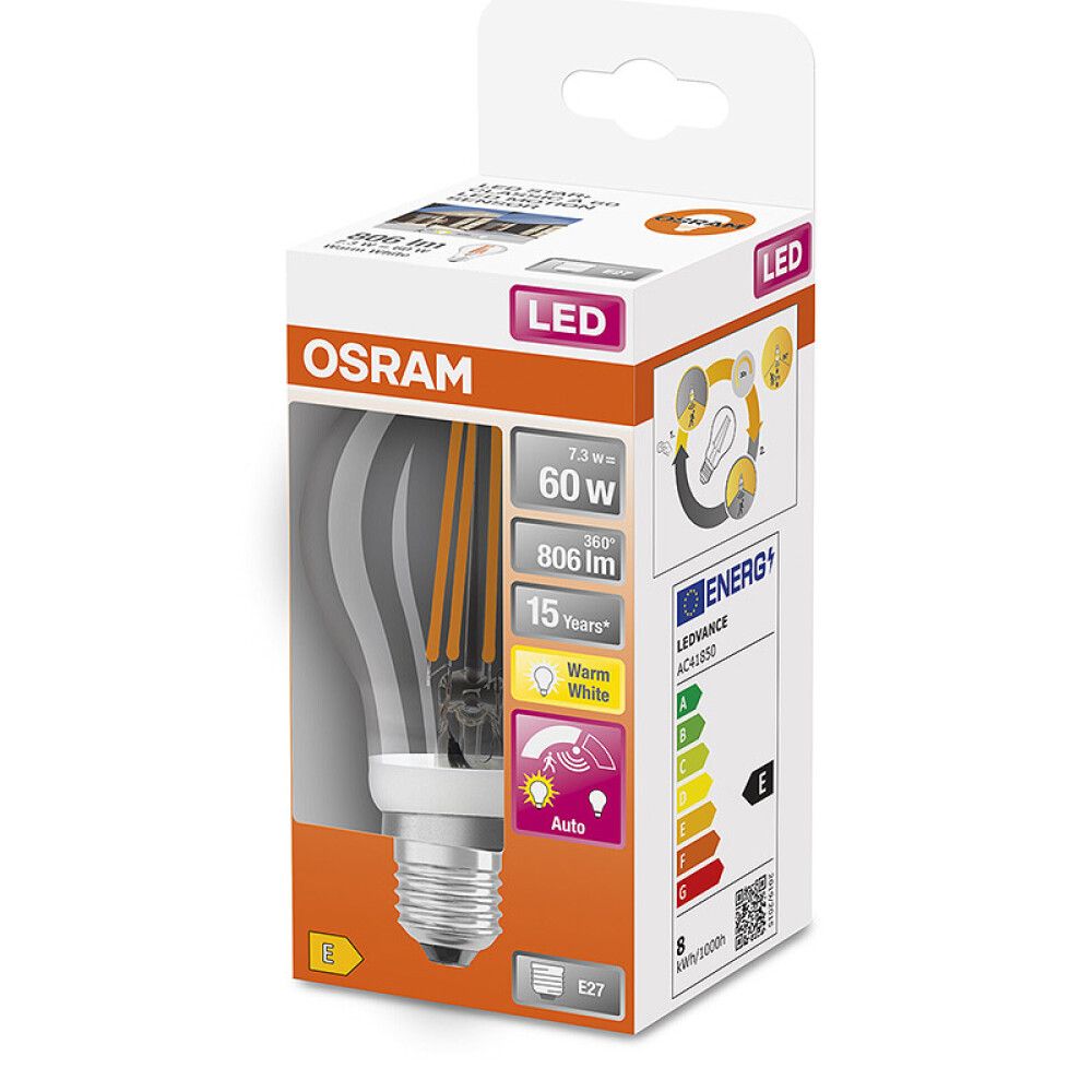 LYSPÆRE OSRAM LED MOTION SENSOR KLAR 2700K E27 7,3W