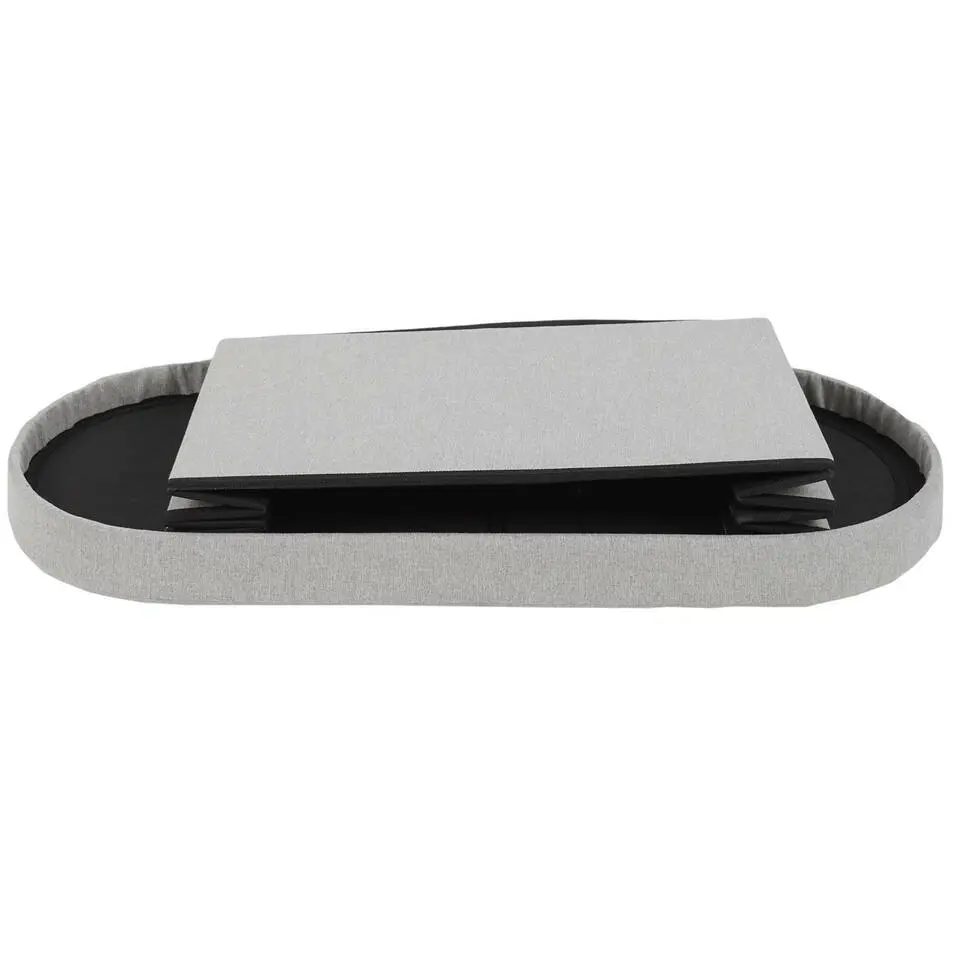 Home Deco - Poef - opbergbox - ovaal - grijs - 76 x 38cm