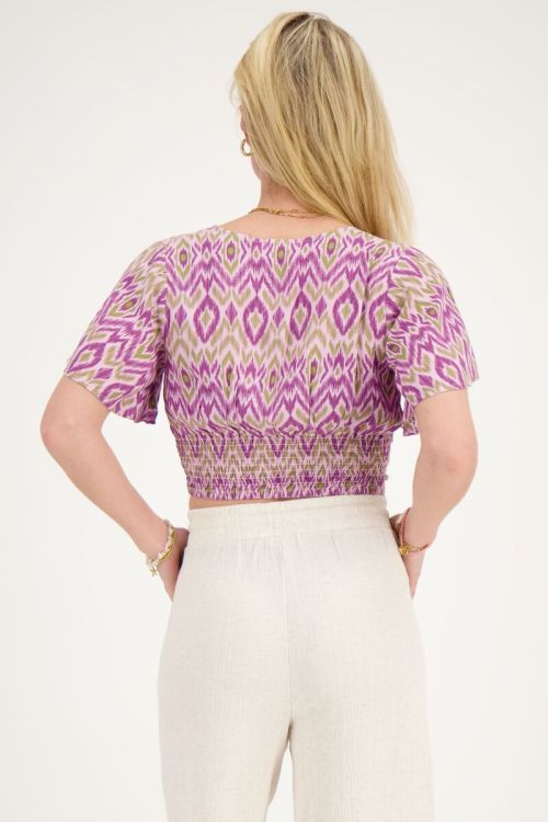 Paarse top met aztec print