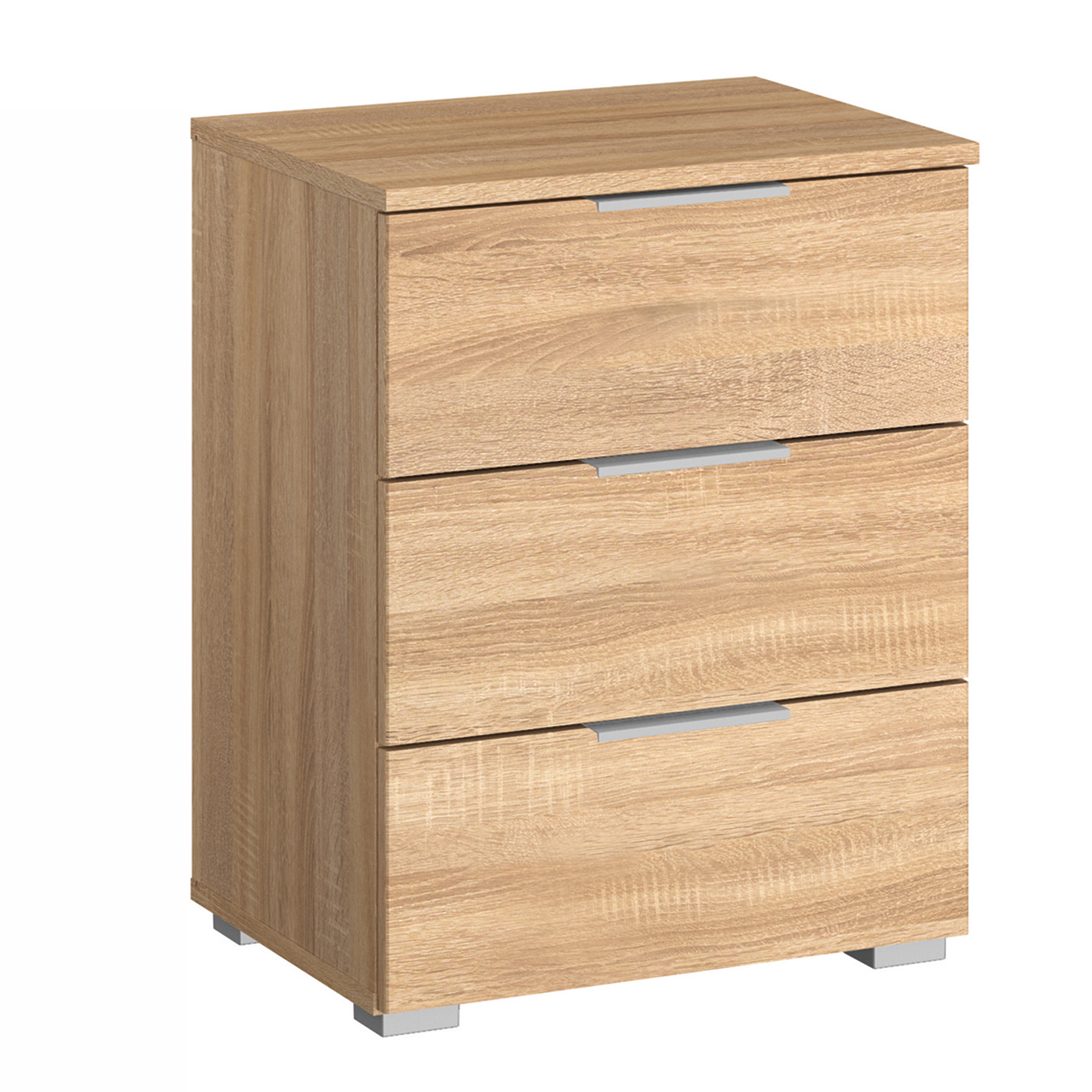 2er-Set-Nachttisch - Sonoma Eiche - 3 Schubkästen - 47 cm