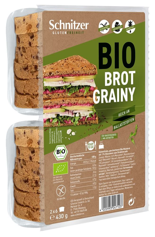Schnitzer Bio Bread'n Toast Grainy<br>430 g, Beutel