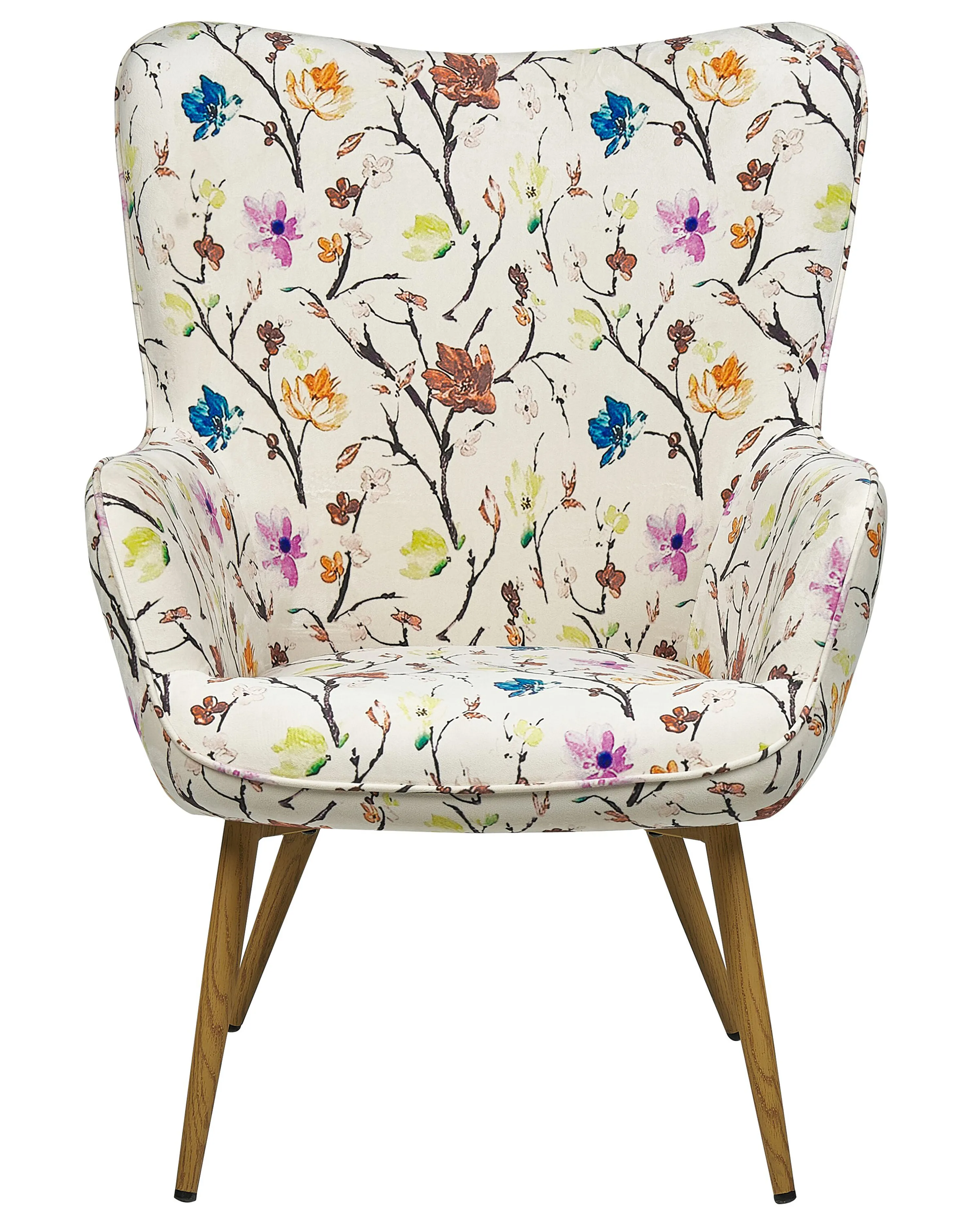 Oorfauteuil VEJLE met voetenbank Stof Lichtbeige