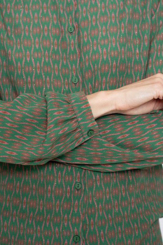 Geisha - Blouse - Groen/Roze - Met Glitterdetails - Dames