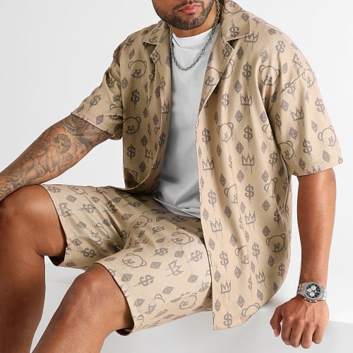Ensemble Chemise Oversize Et Short Jogging Maison de Couture 0053 0057 Camel