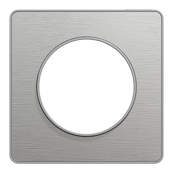 Plaque de finition simple Schneider Electric Odace Touch aluminium brossé liseré aluminium