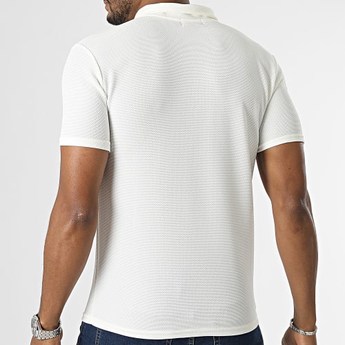 Polo Manches Courtes Col Zippé Blanc Cassé