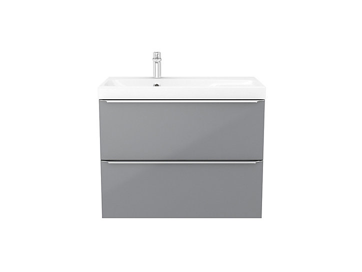 Meuble sous vasque à suspendre GoodHome Imandra gris 80 cm + plan vasque Mila