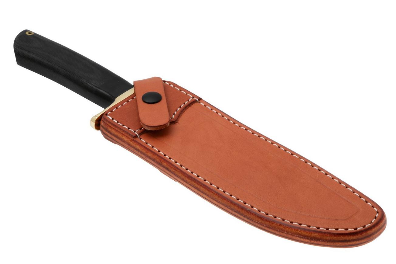 Bark River Mike Stewart Bowie Satin A2, Black Canvas Micarta, vaststaand mes