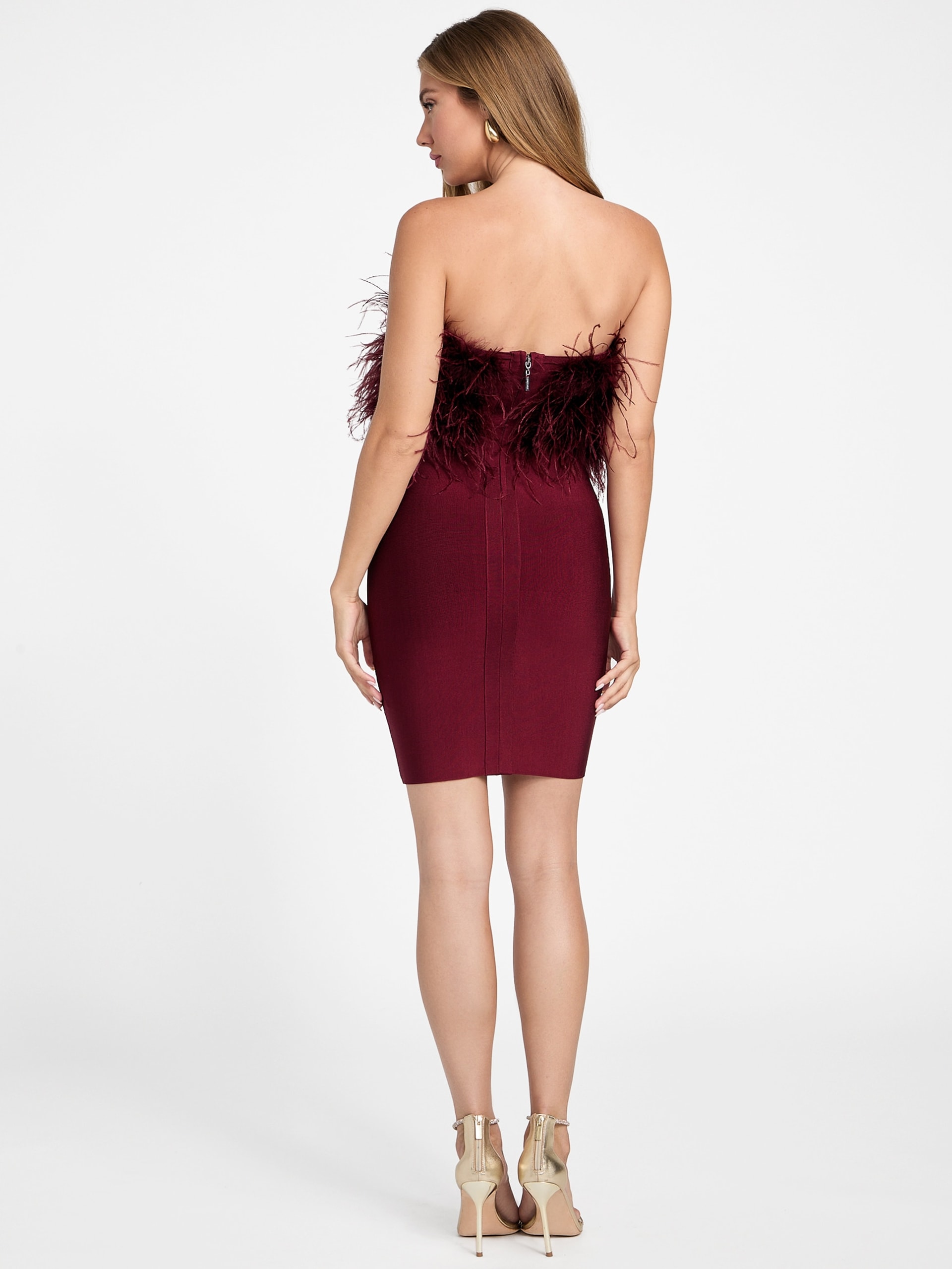 Vestido Evita com Bandagem de Penas