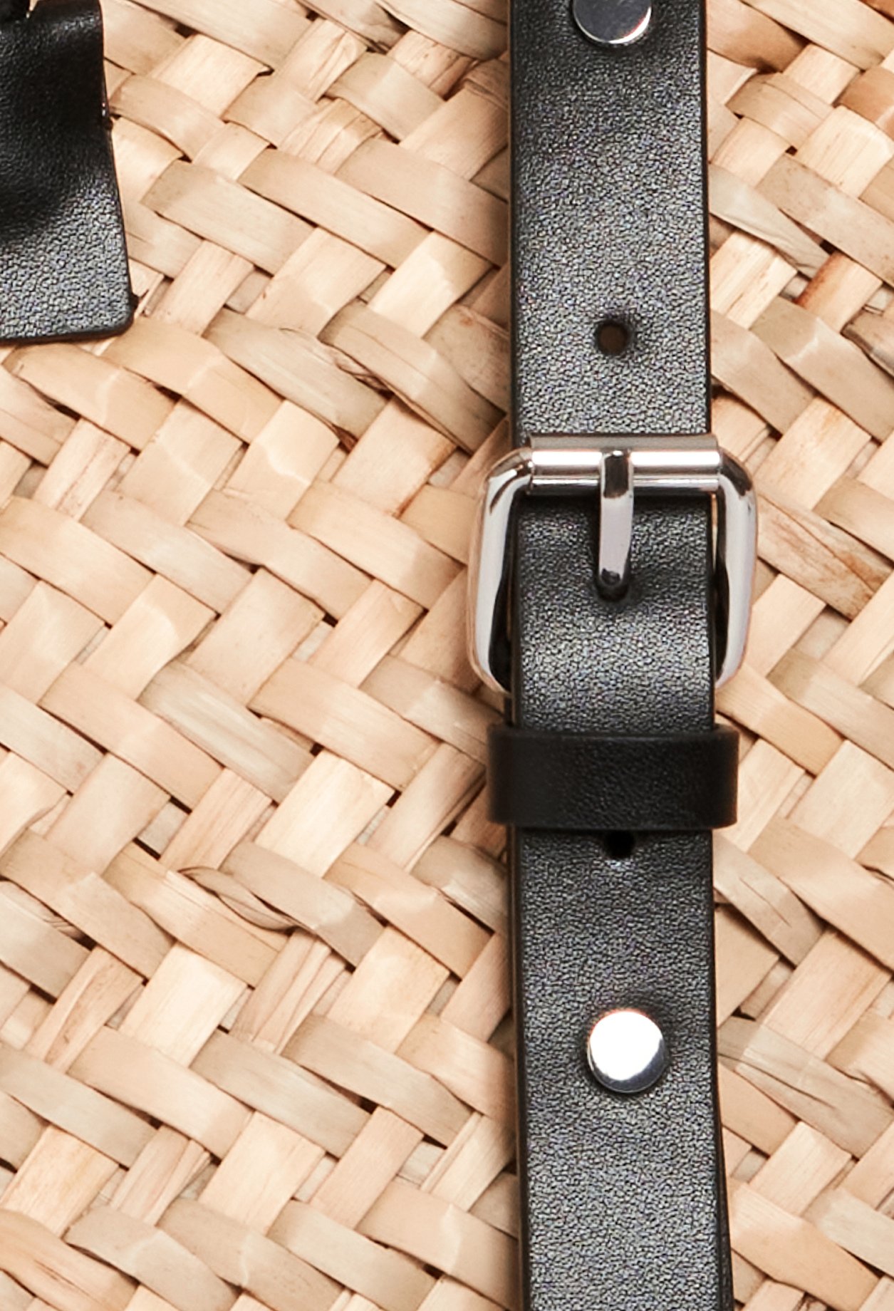 Panier paille et shearling