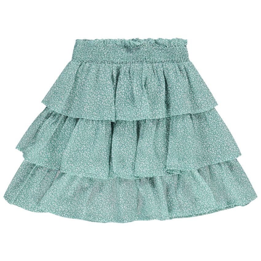 Jupe courte volontée en crépon imprimé pour fille - Kaki