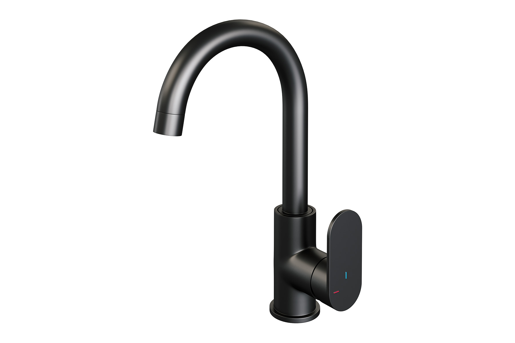 Brauer Black Edition ColdStart wastafelkraan hoog met draaibare ronde uitloop model C zwart mat