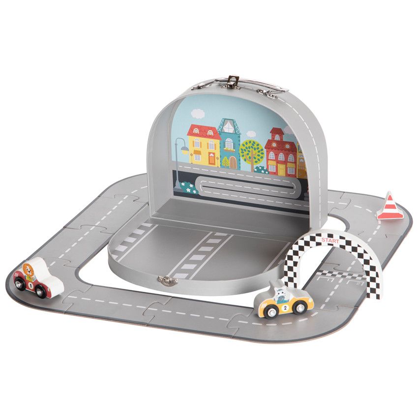 Coffret valisette circuit de voiture - Crazy city - Ecru