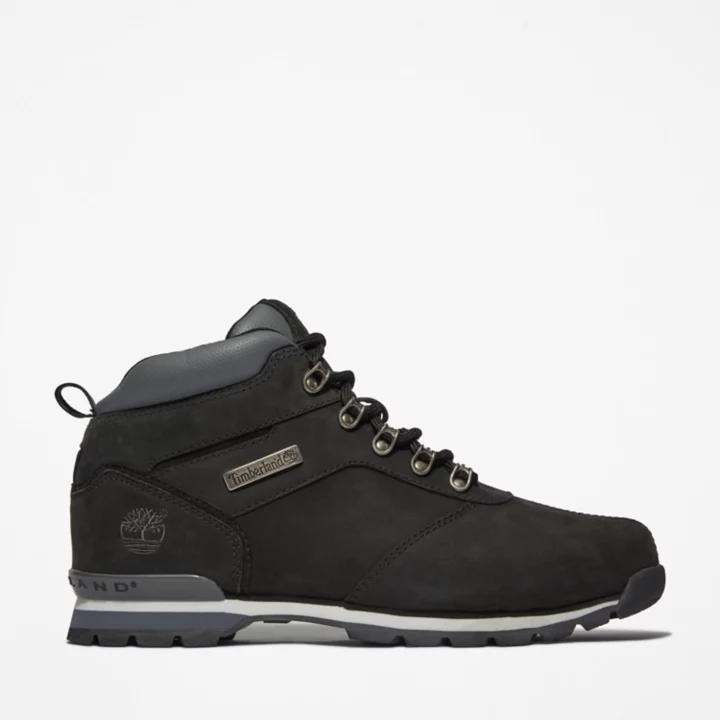 Bota Splitrock Nubuck Mid Hiker Masculina em Preto/Prata