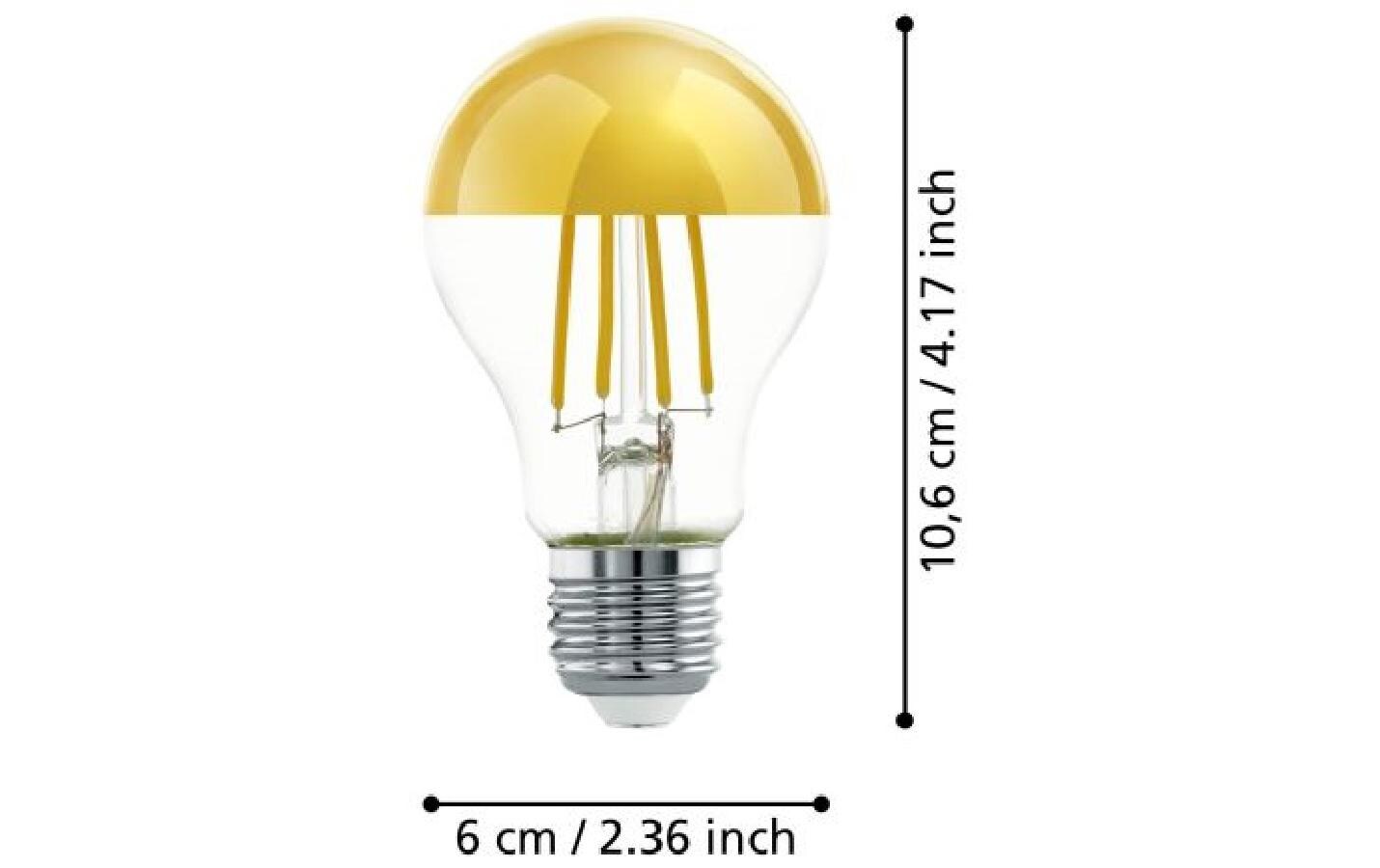 Lampe 7.3 W E27 WarmweissFilament LED-Glühbirne mit gold verspiegelte Kolbenkuppe