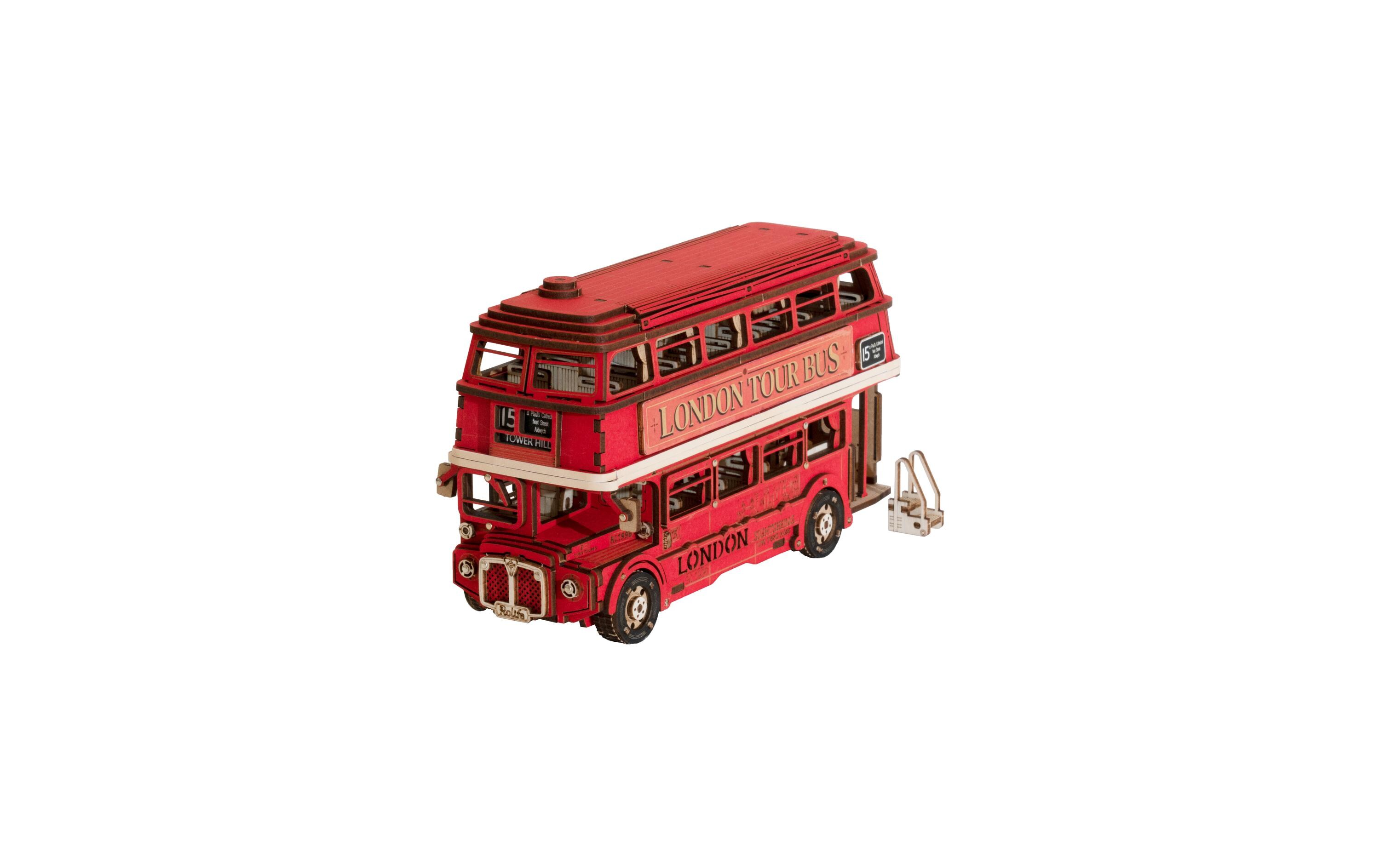 Bausatz London Tour Bus 255-teilig3D-Puzzle aus lasergeschnittenen Holzteilen