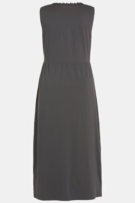 Maxikleid, Spitze, A-Linie, V-Ausschnitt, ärmellos