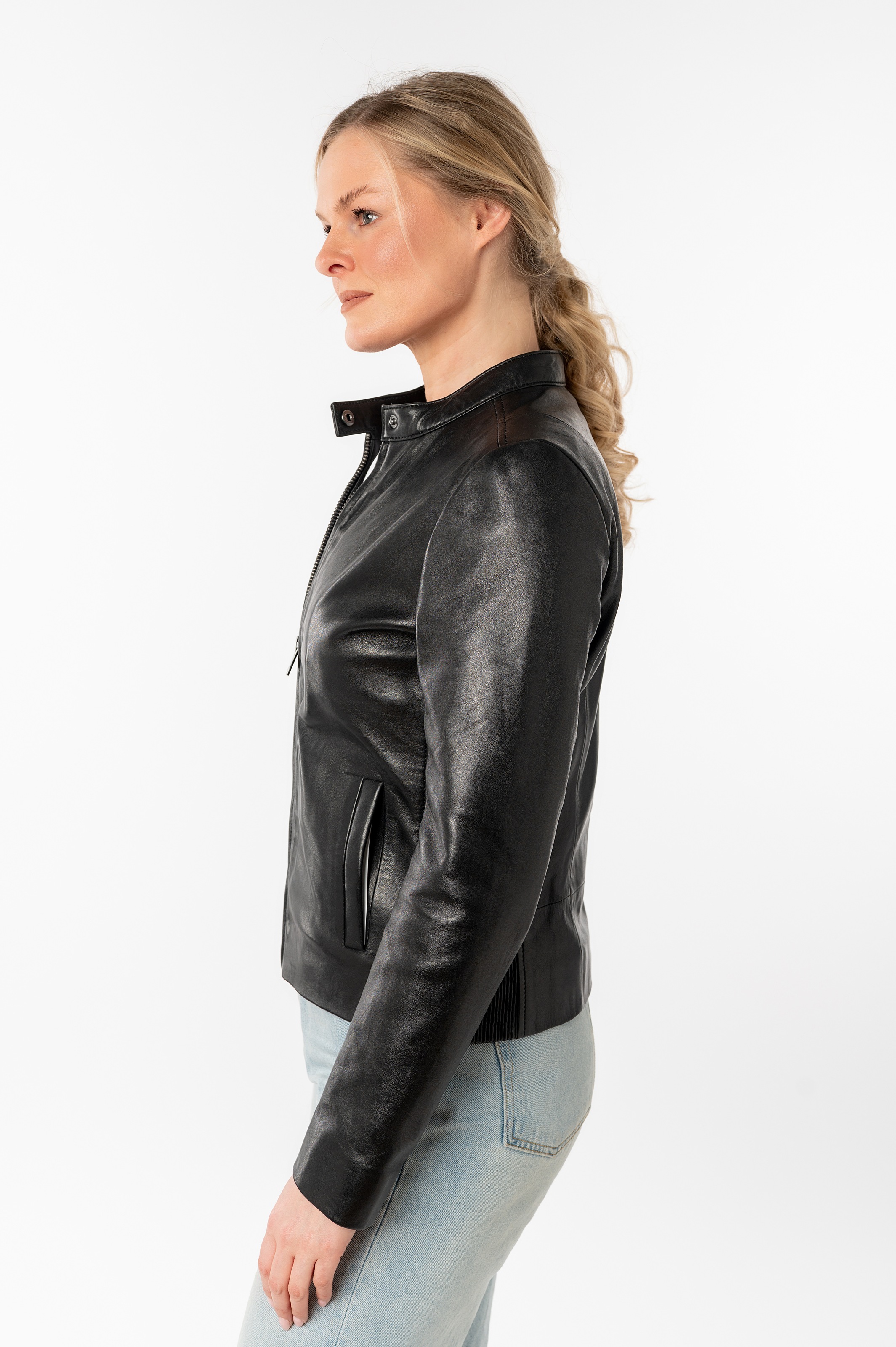 Mauritius Lederjacke »MWMair« mit Stehkragen & Drucker, Slim Fit